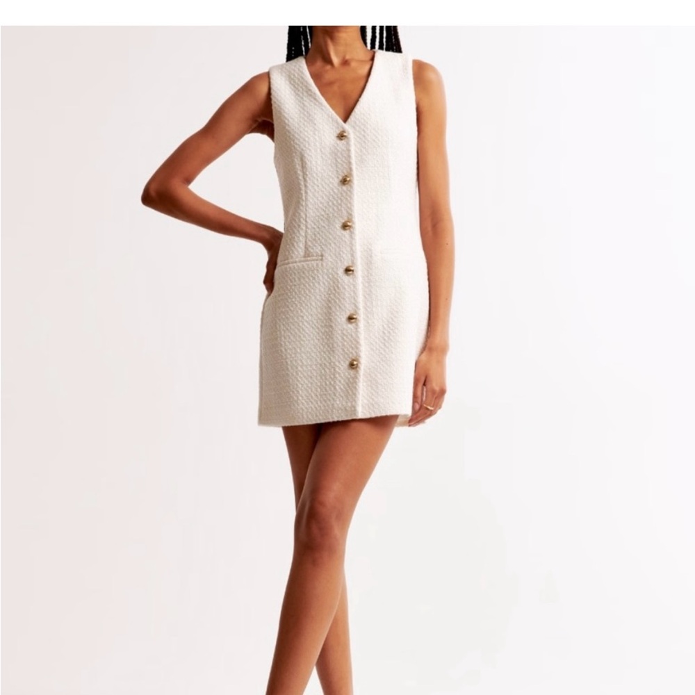 Abercrombie Mara Tweed Cream Dress - Size L